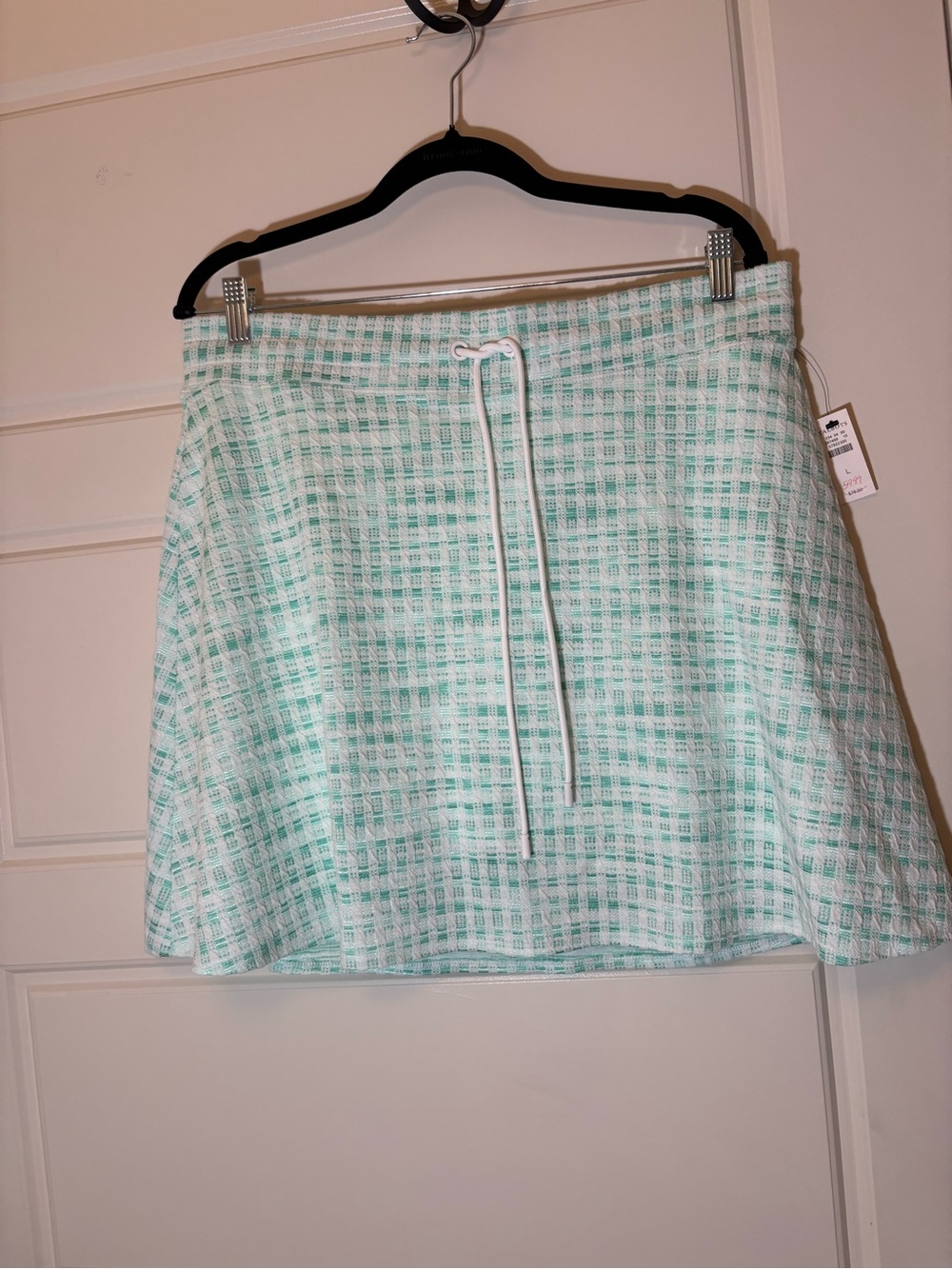Talbots Mint and White Plaid Circle Skirt